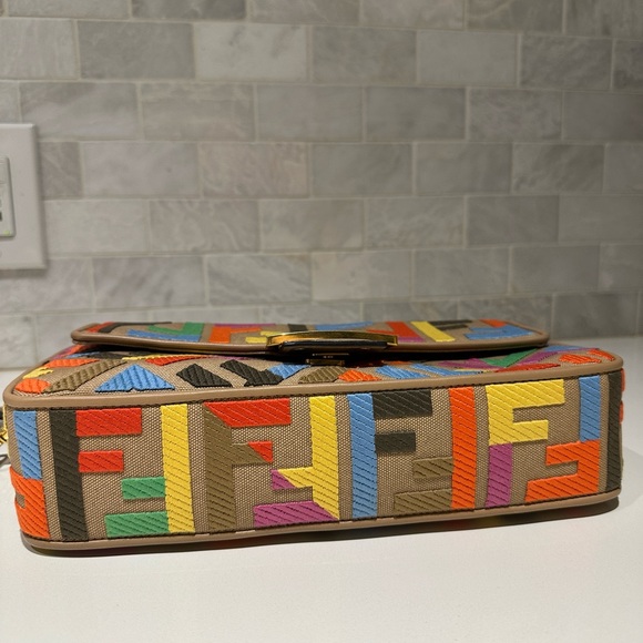 Multicolor Fendi Baguette FF Canvas Bag - Picture 6 of 15